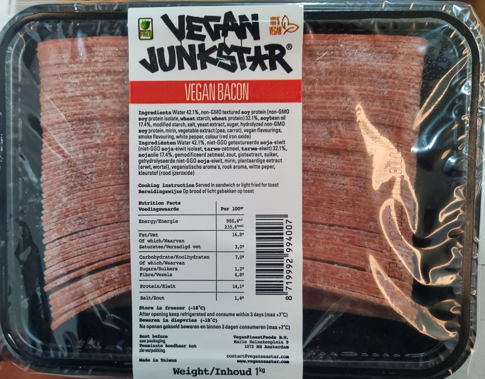 BACON VEGANO JUNKSTAR 1 KG Vegan Finest food SunRose Invest